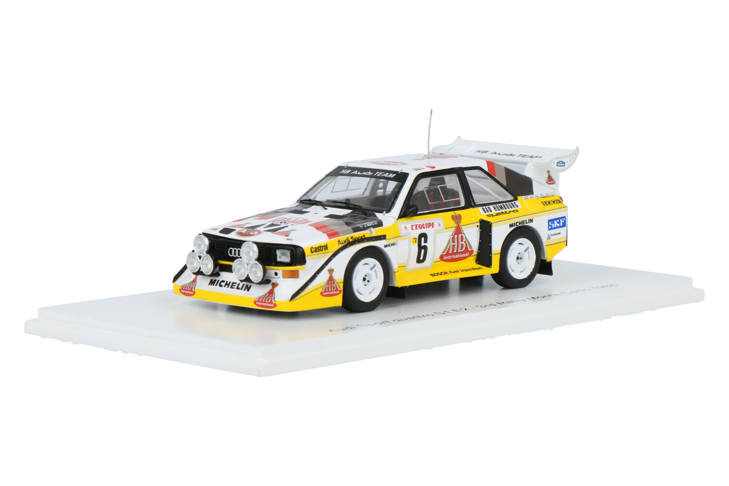 Miniature Spark 1/43 Audi Sport Quattro S1 E2 - Monte Carlo 1986 #6 Mikkola/Hertz - Neuve