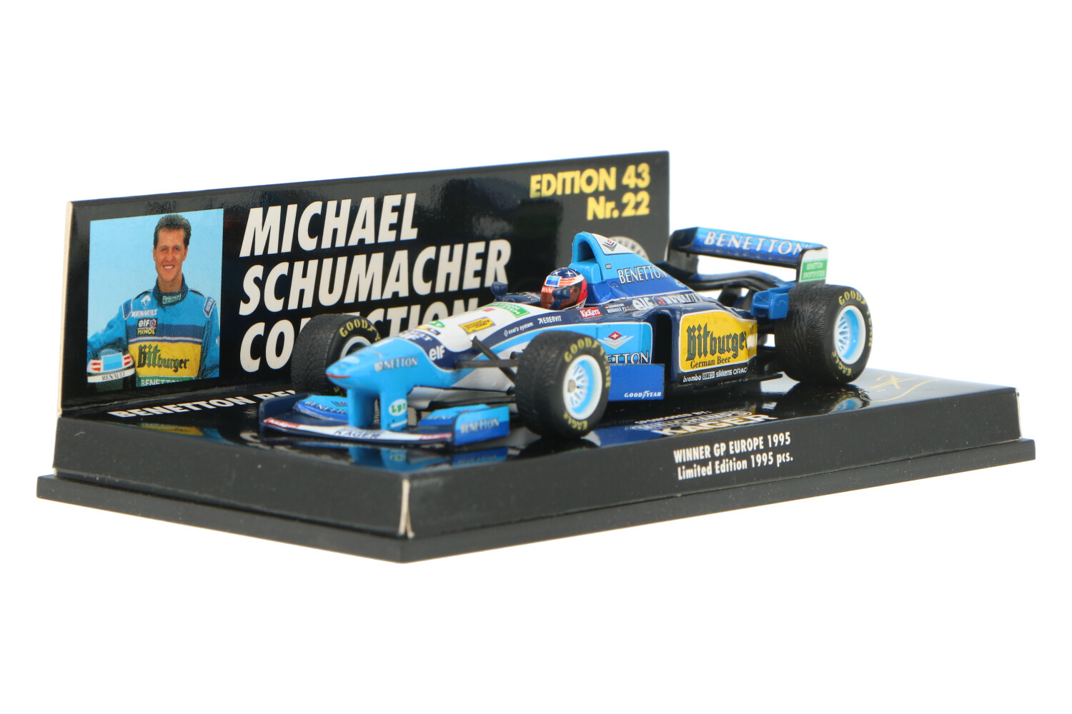 Miniature F1 Minichamps 1:43 - Benetton Renault B195 - Schumacher Monaco 1995 (NEUF)