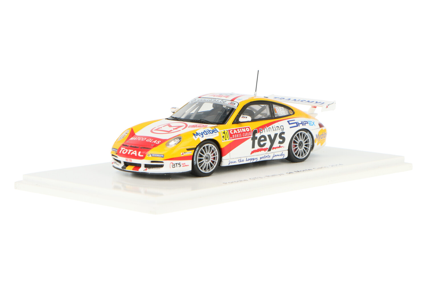 Miniature Spark 1/43 – Porsche 996 GT3 N°50 – Monte Carlo 2014 – Duez/Vyncke – Neuve